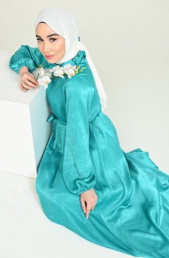 Grün Hijab Kleider 0220A-04