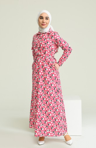 Fuchsia Hijab Dress 0841-08