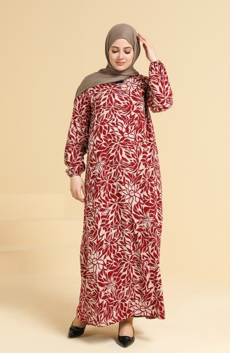 Claret Red Hijab Dress 0094B-01