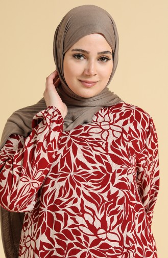 Weinrot Hijab Kleider 0094B-01