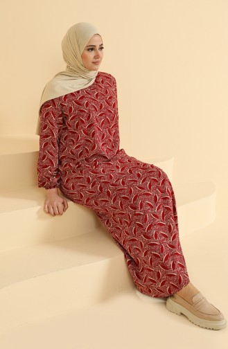 Rot Hijab Kleider 0094C-03
