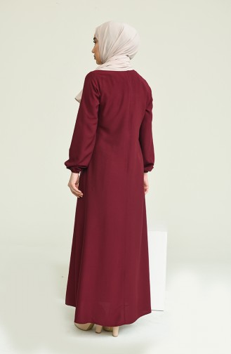 فستان بأكمام مطاطية مطوي بطية A كرزي 4536-05
