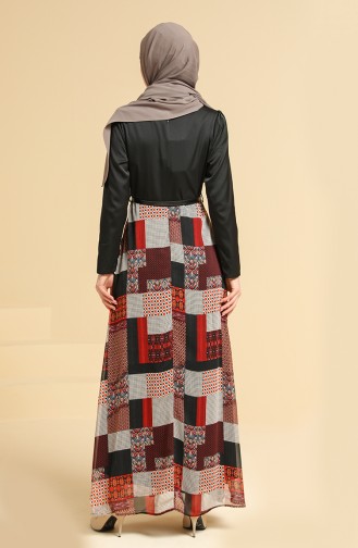 Weinrot Hijab Kleider 8135-03