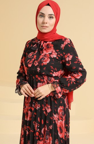 Schwarz Hijab Kleider 4011-02