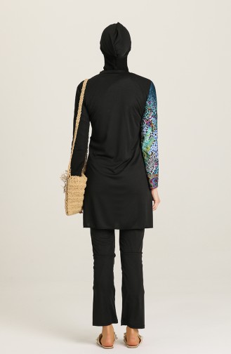 Schwarz Hijab Badeanzug 02101-02