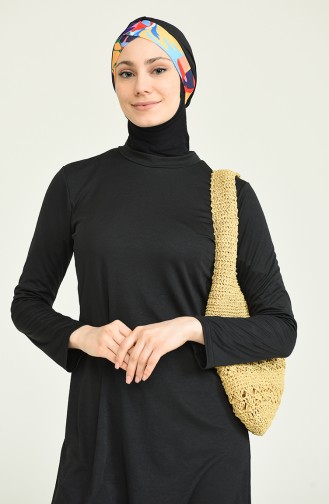 Schwarz Hijab Badeanzug 02110-02