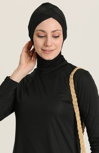 Schwarz Hijab Badeanzug 02117B-01