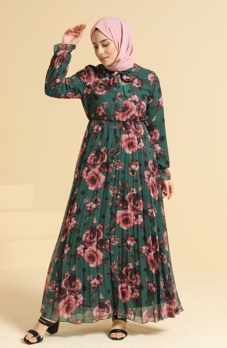 Smaragdgrün Hijab Kleider 4011-01