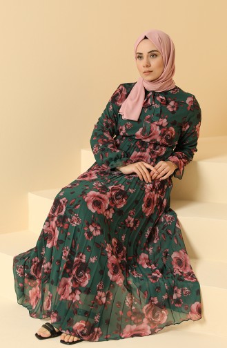 Smaragdgrün Hijab Kleider 4011-01