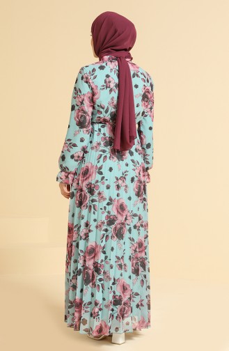 Mint Blue Hijab Dress 4011-03