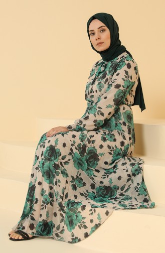 Beige Hijab Dress 4011-04