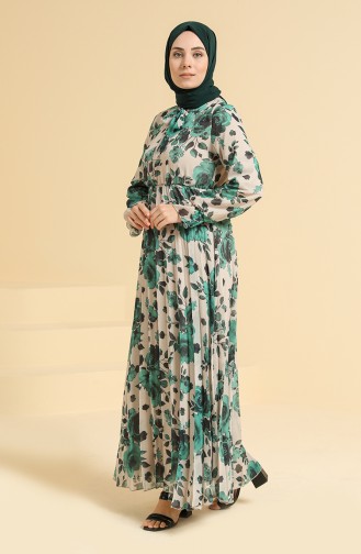 Beige Hijab Dress 4011-04