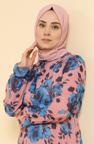 Beige-Rose Hijab Kleider 4011-07