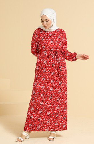 Rot Hijab Kleider 0095A-01