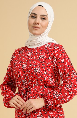 Rot Hijab Kleider 0095A-01