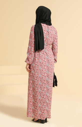 فستان زهري باهت 0095A-02