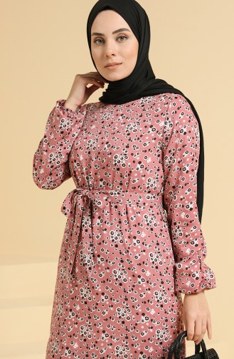 Robe Hijab Rose Pâle 0095A-02