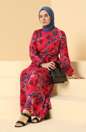 Fuchsia Hijab Dress 0095B-01