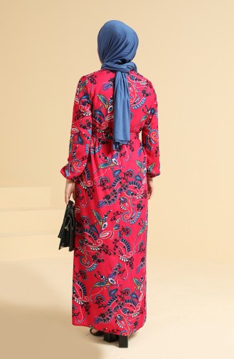 Fuchsia Hijab Dress 0095B-01
