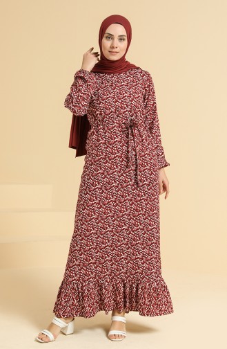 Dark Brick Red Hijab Dress 0096A-03
