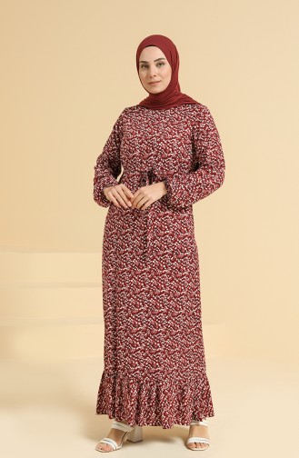 Dark Brick Red Hijab Dress 0096A-03