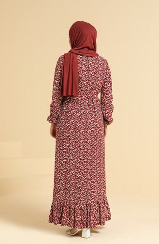 Dunkel-Ziegelrot Hijab Kleider 0096A-03