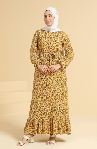 Mustard Hijab Dress 0096A-04
