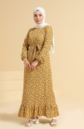 Senf Hijab Kleider 0096A-04
