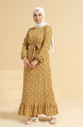 Mustard İslamitische Jurk 0096A-04