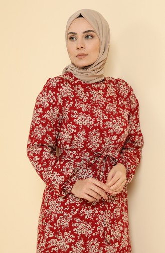 Weinrot Hijab Kleider 0096B-02