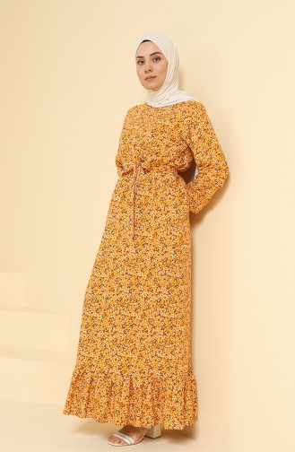 Dark Mustard Hijab Dress 0096C-01