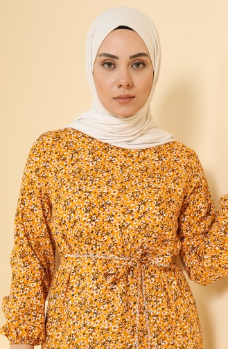 Dark Mustard Hijab Dress 0096C-01