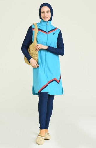 Maillot de Bain Hijab Turquoise 0177-03