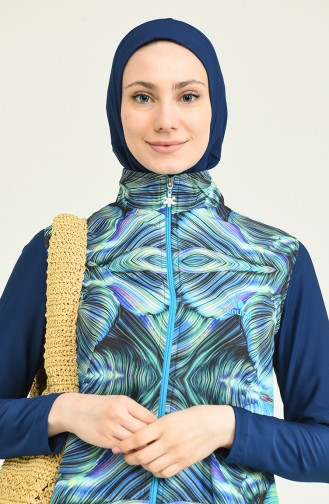 Dunkelblau Hijab Badeanzug 2208-01