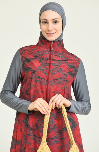 Weinrot Hijab Badeanzug 2208A-01