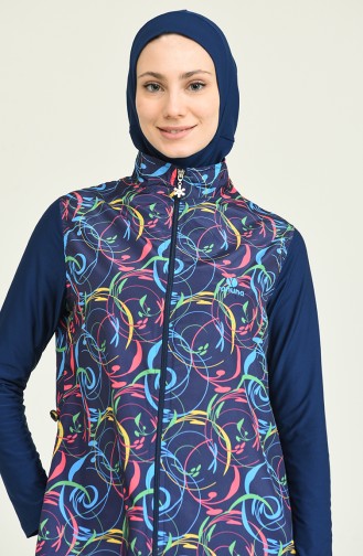 Dunkelblau Hijab Badeanzug 2208C-01