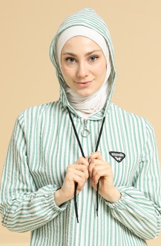 Fermuarlı Çizgili Kap Mint 10289