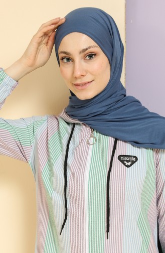 Fermuarlı Çizgili Kap Mor 10289