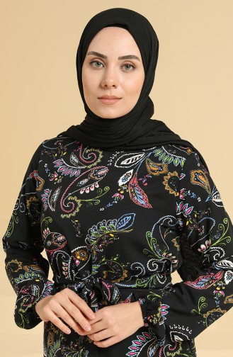 Schwarz Hijab Kleider 0095B-02