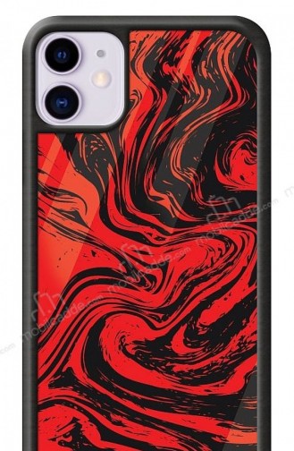 Dafoni Glossy İphone 11 Red Marble Kılıf
