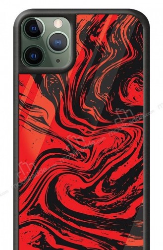 Dafoni Glossy İphone 11 Pro Red Marble Kılıf