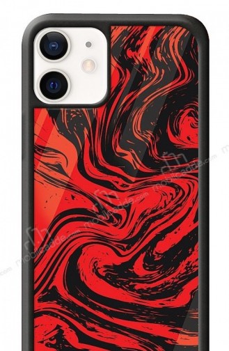 Dafoni Glossy İphone 12 Mini 5 4 İnç Red Marble Kılıf