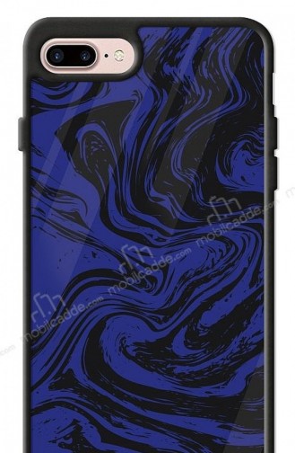 Dafoni Glossy İphone 7 Plus 8 Plus Navy Blue Marble Kılıf
