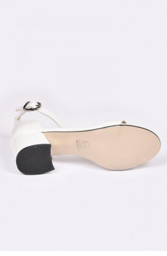 Papuçcity Malvina 5 Cm Topuklu Tek Bant Sandalet Ayakkabı Beyaz