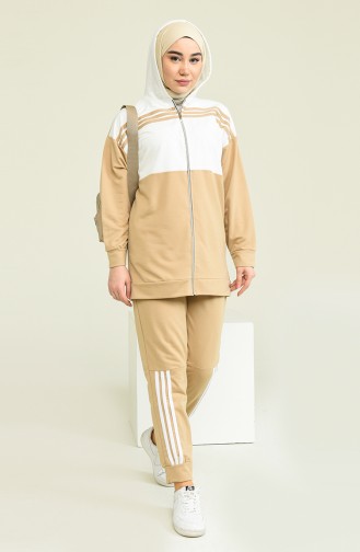 Hooded Two Piece Tracksuit Set 1016-08 Light wheat 1016-08