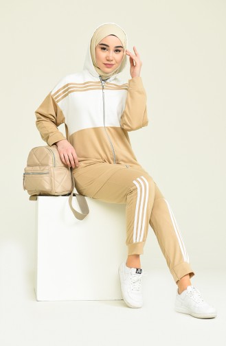 Hooded Two Piece Tracksuit Set 1016-08 Light wheat 1016-08