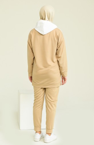 Hooded Two Piece Tracksuit Set 1016-08 Light wheat 1016-08