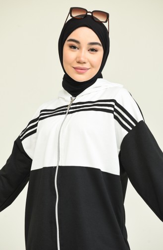 Hooded Two Piece Tracksuit Set 1016-10 Black 1016-10