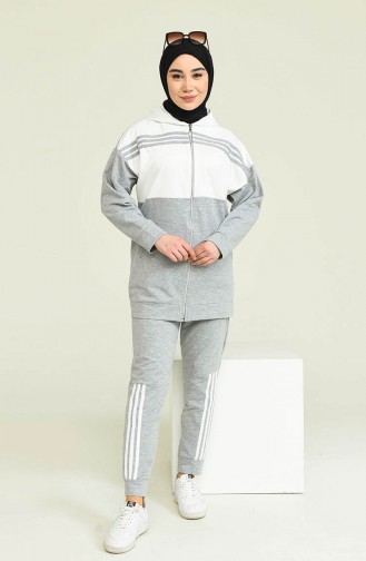 Hooded Two Piece Tracksuit Set 1016-11 Gray 1016-11