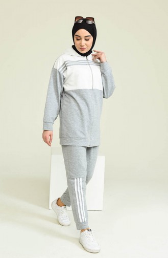 Hooded Two Piece Tracksuit Set 1016-11 Gray 1016-11